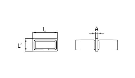 esquema medidas union recta pasamanos rectangular 40x20 inox